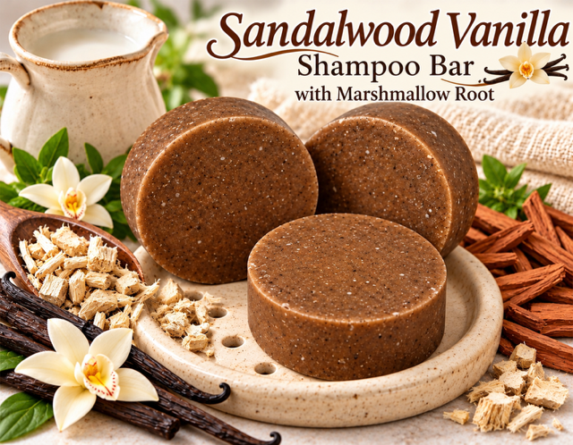 Sandalwood Vanilla Shampoo Bar with Marshmallow Root