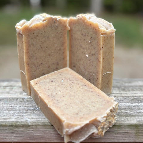 chamomile scented -5 oz  goat milk soap with oatmeal and other exfoliating properties