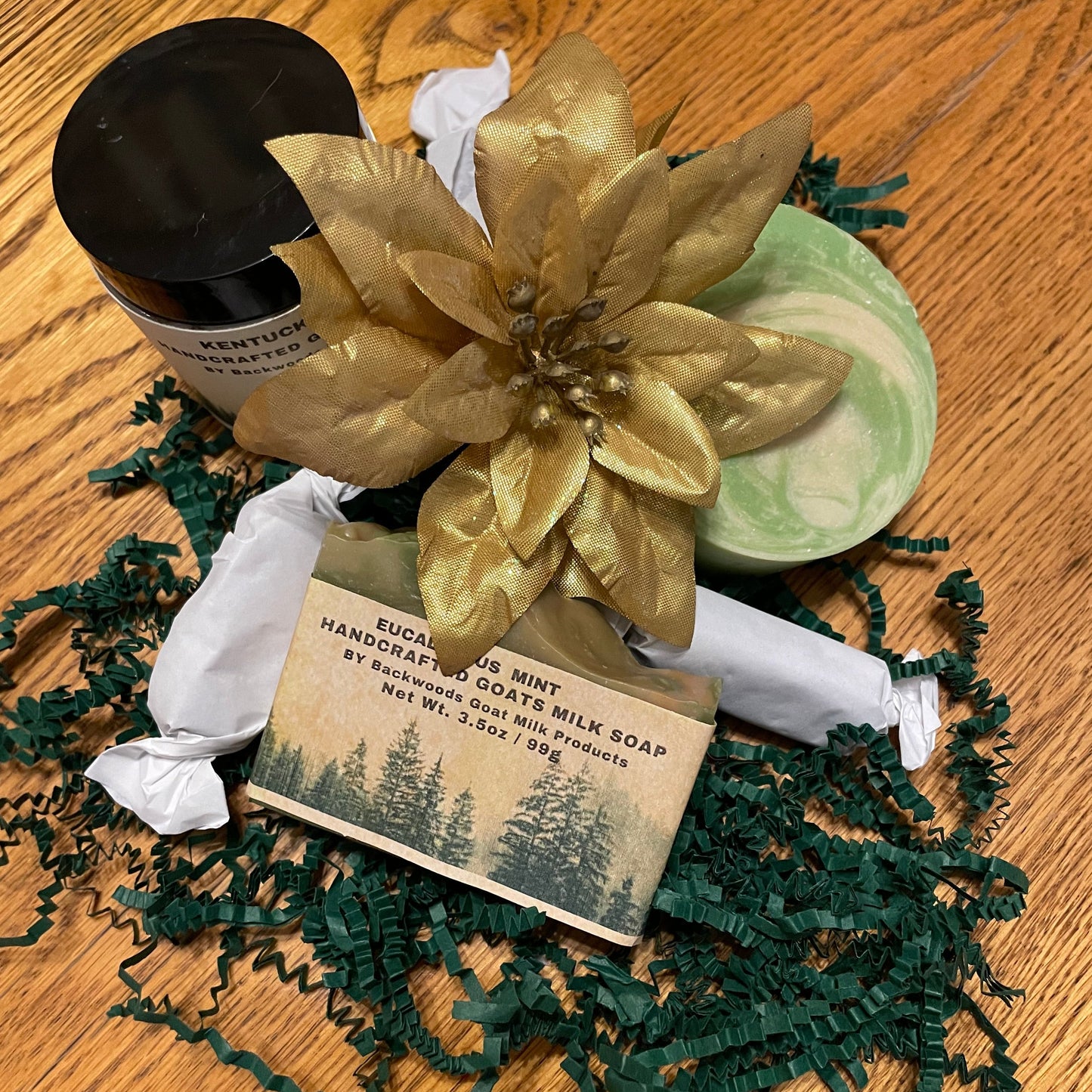 Holiday gift sets some need 6 weeks advance notice.  full size or Sample soaps, sample lotions, lip balms all available for git sets
