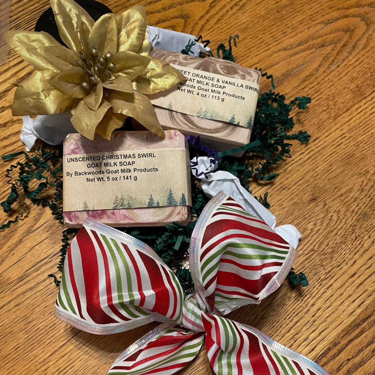 Holiday gift sets some need 6 weeks advance notice.  full size or Sample soaps, sample lotions, lip balms all available for git sets