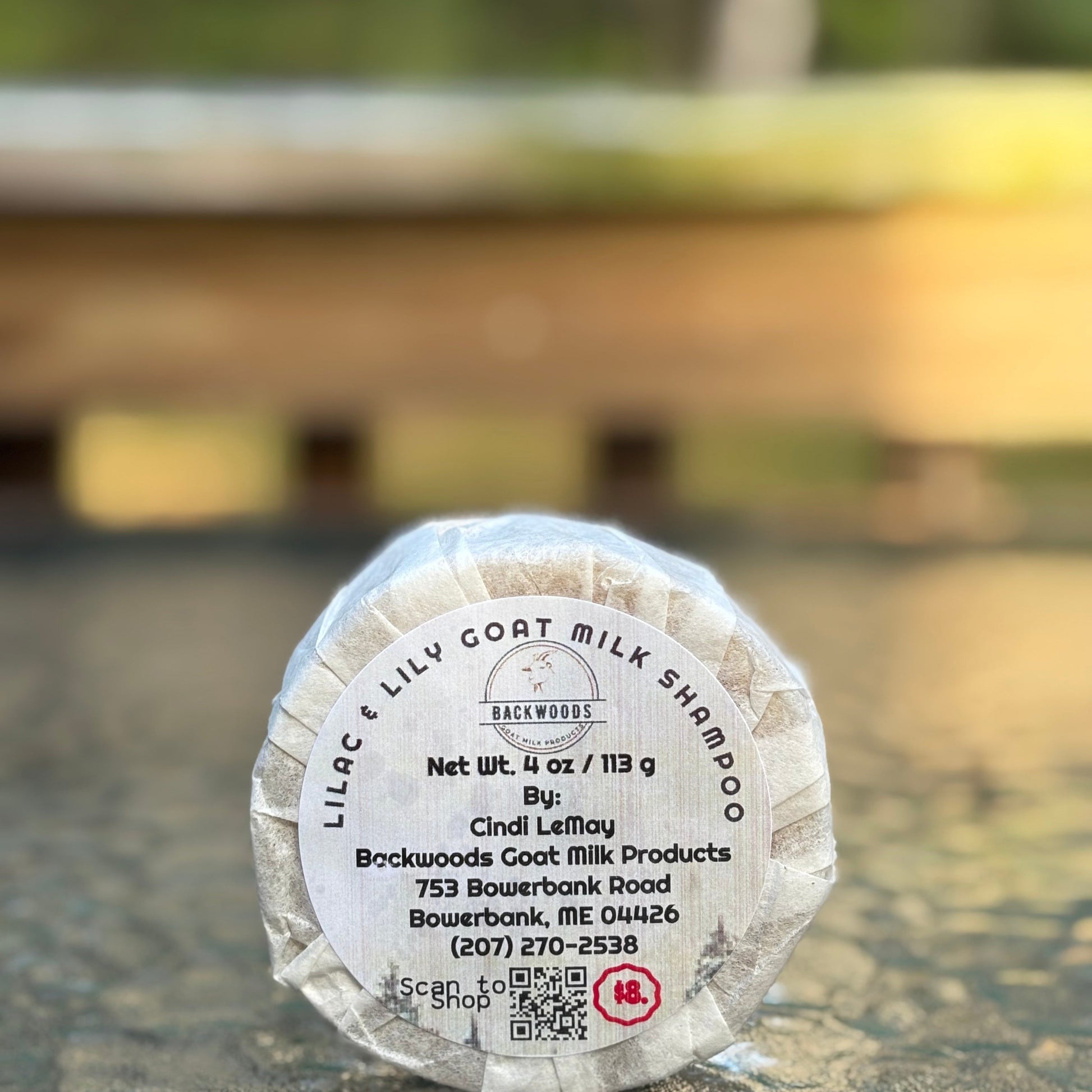 4 oz Goat Milk Shampoo Sold Round Bar - Lilac & Lily Scent