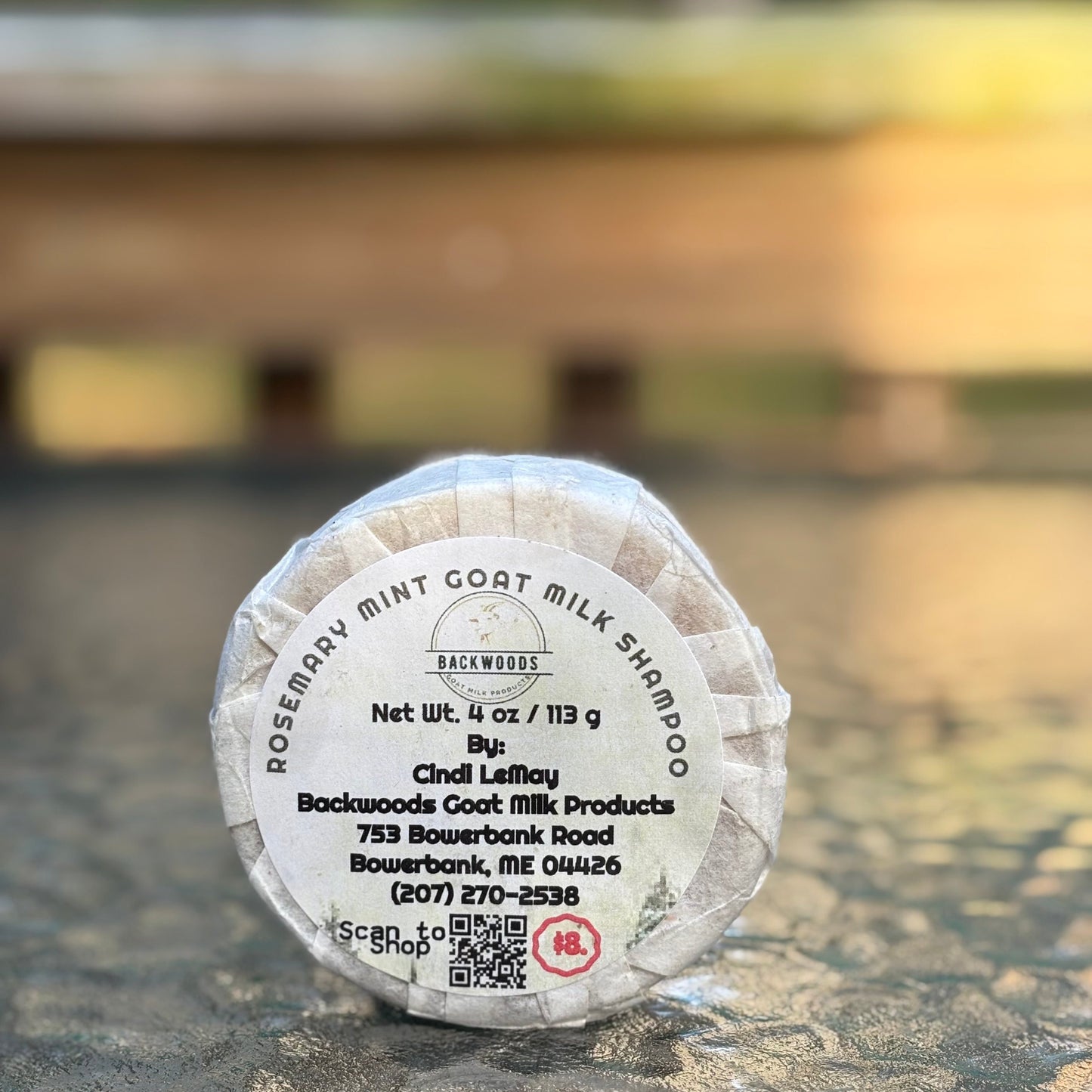 4 oz Goat Milk Shampoo Sold Round Bar - Rosemary Mint 