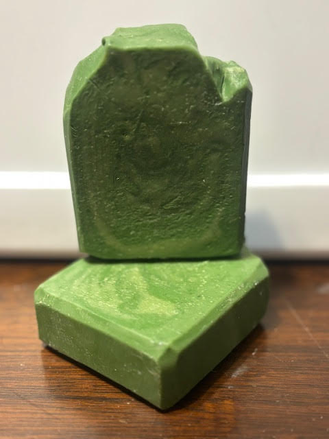 Forest Swirl goat milk soap green with a swirl pattern