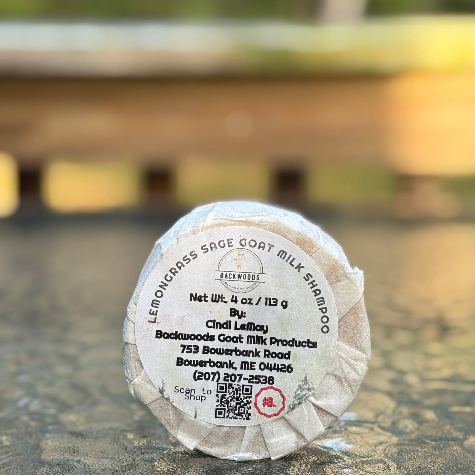 4 oz Goat Milk Shampoo Sold Round Bar - Lemongrass Sage Scent