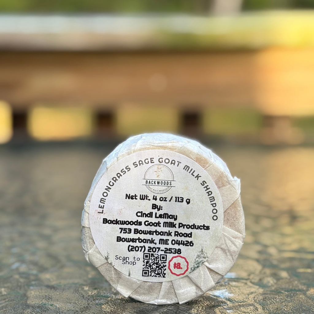 4 oz Goat Milk Shampoo Sold Round Bar - Lemongrass Sage Scent